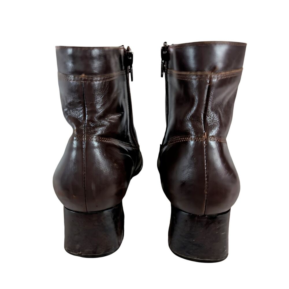 CROFT & BARROW! ESPRESSO BROWN GENUINE LEATHER QUAD CRISS CROSS STRAP BOOTS! 9M - Picture 8 of 10